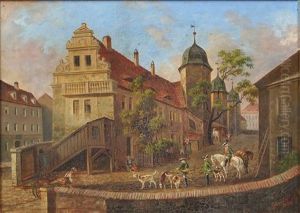 Der Jagerhof In Neustadt Dr(esden) Mit Staffage Aus Der Zeit August Des Starken