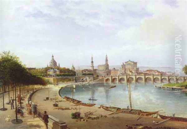 Folkeliv I Dresden, Set Fra Albert Brucke - view 1