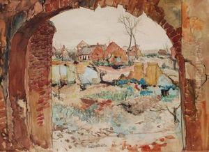 Ruinen Vor Einem Dorf by Paul Leuteritz