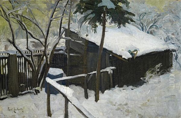 Schuppen In Verschneiter Winterlandschaft - view 1