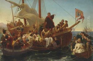 Departure Of Columbus From Palos In 1492 by Emanuel Leutze
