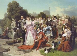 Queen Elizabeth I And Sir Walter Raleigh by Emanuel Leutze
