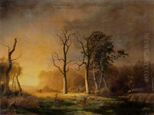 Hirschjagd by Friedrich August De Leuw