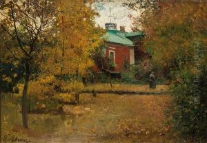 Spaziergang In Herbstlicher Gartenlandschaft by Petr Alekseevich Levchenko
