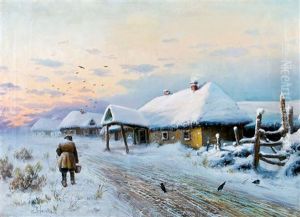 Winterlandschaft Von Der Untergehenden Sonne Illuminiert by Petr Alekseevich Levchenko