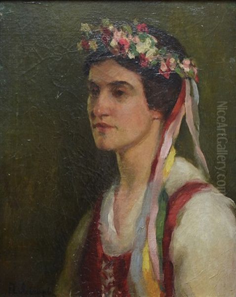 Portrait Of A Young Girl In A Ukrainian Costume - view 1