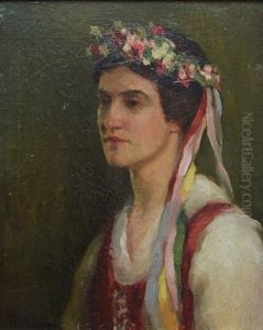 Portrait Of A Young Girl In A Ukrainian Costume by Petr Alekseevich Levchenko