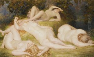 Bacchantes Endormies by Auguste (Maurice Francois Giuslain) Leveque