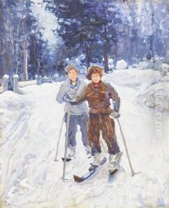 Skiers In A Winter Landscape