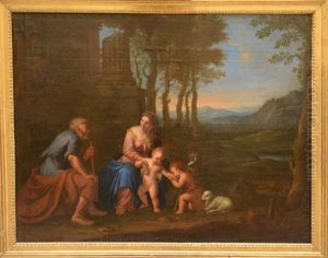 La Sainte Famille Et Saint Jean Baptiste Devant Des Ruines Antiques by Reynaud Levieux