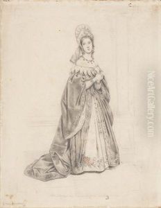 Mademoiselle Tudolini Als Jeanne Seymour by Eduard (Julius Friedrich) Bendemann