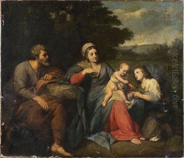 La Sainte Famille Et Un Ange Dans Un Paysage - view 1