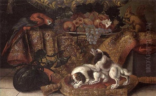 Chiens Et Perroquets Se Disputant - view 1