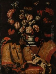 Bouquet De Fleurs Sur Un Entablement