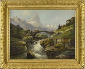 Pont De Pierre Et Torrent De Montagne