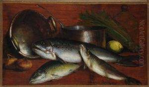 Nature Morte Aux Truites by Theodore Levigne