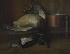 Nature Morte A La Huppe Et Au Col Vert by Theodore Levigne