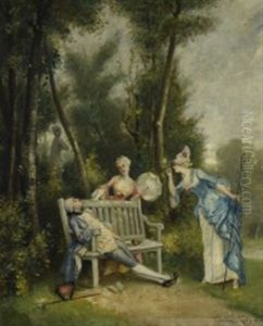 Scene Galante Dans Un Parc by Theodore Levigne
