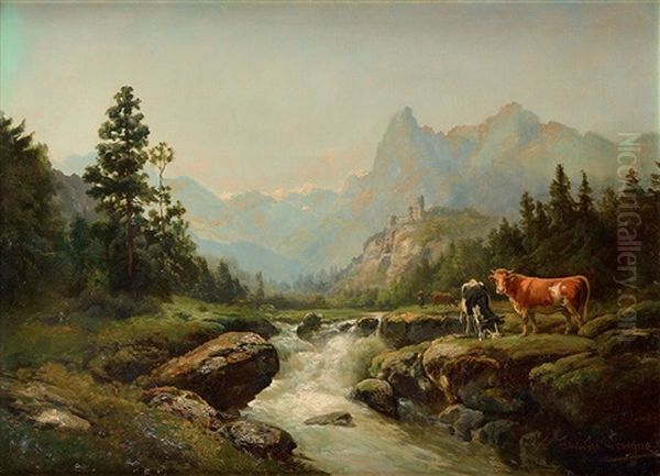 Troupeau En Bord De Torrent - view 1