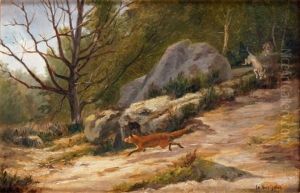 Chevrier Pres D'un Torrent De Montagne by Theodore Levigne