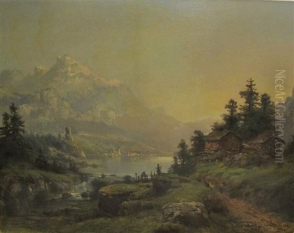 Paysage Lacustre Au Pied Des Alpes - view 1