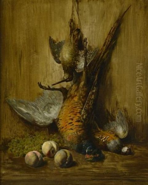 Nature Morte Au Coq Faisan, Becasse, Perdrix, Peches Et Raisin - view 1