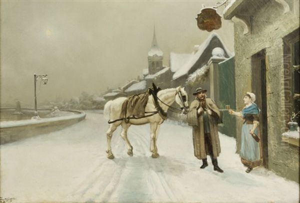 Voyageur A Cheval En Hiver - view 1
