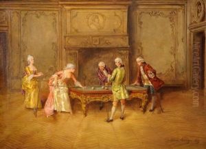 Joueurs De Billard by Theodore Levigne