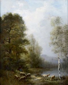 Berger Et Son Troupeau De Moutons