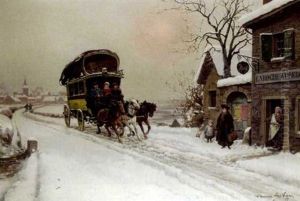 L'arrivee De La Malle Poste by Theodore Levigne
