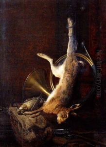 Trophee De Chasse Au Lievre, A La Becasse Et A La Trompe De Chasse by Theodore Levigne