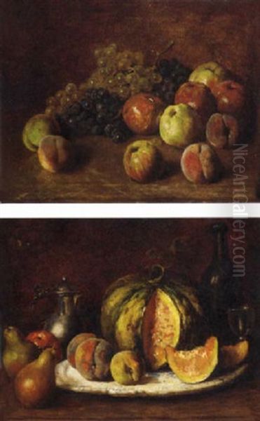 Grapes On The Vine, Apples And Peaches, On A Ledge - view 1