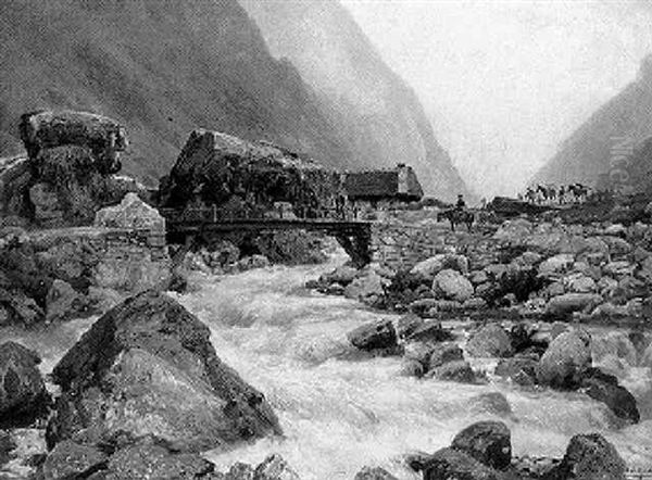 A Bataillon Of Artillerists Crossing A Bridge Over A Torrent - view 1