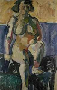 Sitzender Weiblicher Akt (+ Atelierszene Mit Akt, Verso) by Julo Levin