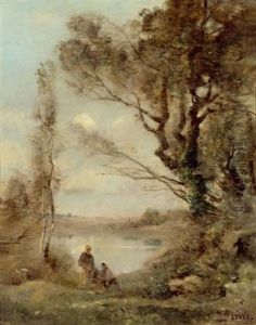 Landschaft Mit Teich Und Wascherinnen Landschaft Mit Teich Und Wascherinnen