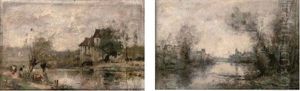 Vieux Moulin (+ Bords Du Chez, Oil On Board; 2 Works)