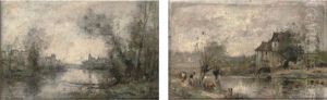 Vieux Moulin (+ Bords Du Chez, Oil On Board; 2 Works)