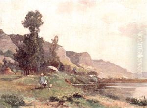 Sur Les Bords De L'yvonne. Peintre Sur Le Motif