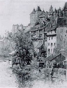 A View Of A Town On A River by Maurice Levis