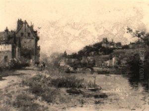 Vue De Pontoise Ou Bord De Seine A Pontoise by Maurice Levis