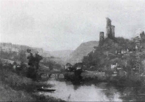 Fluslandschaft Mit Einer Burg Auf Der Bergeskuppe - view 1
