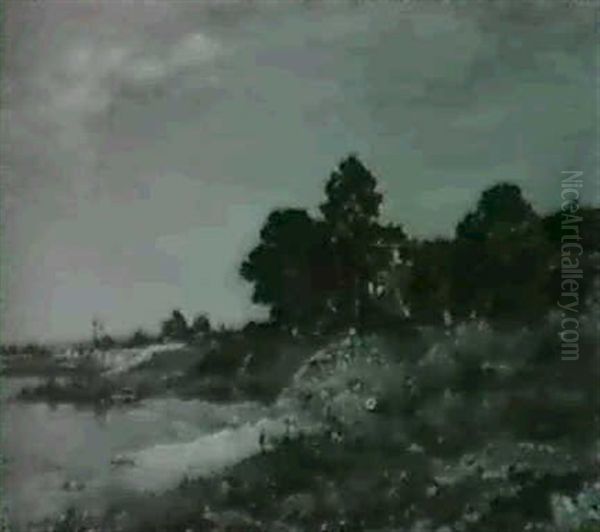 Figures Outside Country Houses - view 1