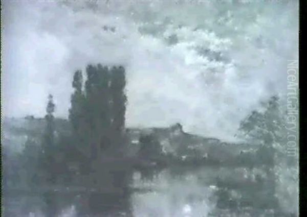 Franzosische Flusslandschaft Beim Mondschein - view 1