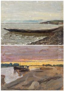 Morning By The Sea And Sunset, A Double-sided Landscape Study by Isaak Ilyich Levitan