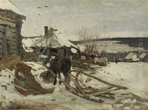 Horse-drawn Sled In The Winter by Isaak Ilyich Levitan