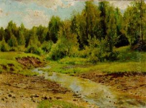 A Tranquil River Landscape by Isaak Ilyich Levitan