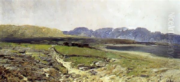 Russisk Landskab Med Bjerge I Baggrunden - view 1