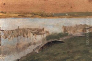 Nets Drying By The River by Isaak Ilyich Levitan