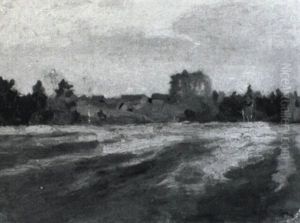 Field At Dusk, Town Beyond by Isaak Ilyich Levitan