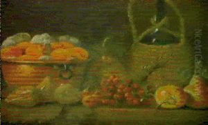 Natura Morta Di Frutta Con Fiasca A Destra Natura Morta Di Verdure... by Nicola Levoli